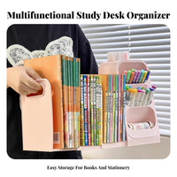 Expandable Bookend with Pen Holder Detachable Design Desk Organizer for Students