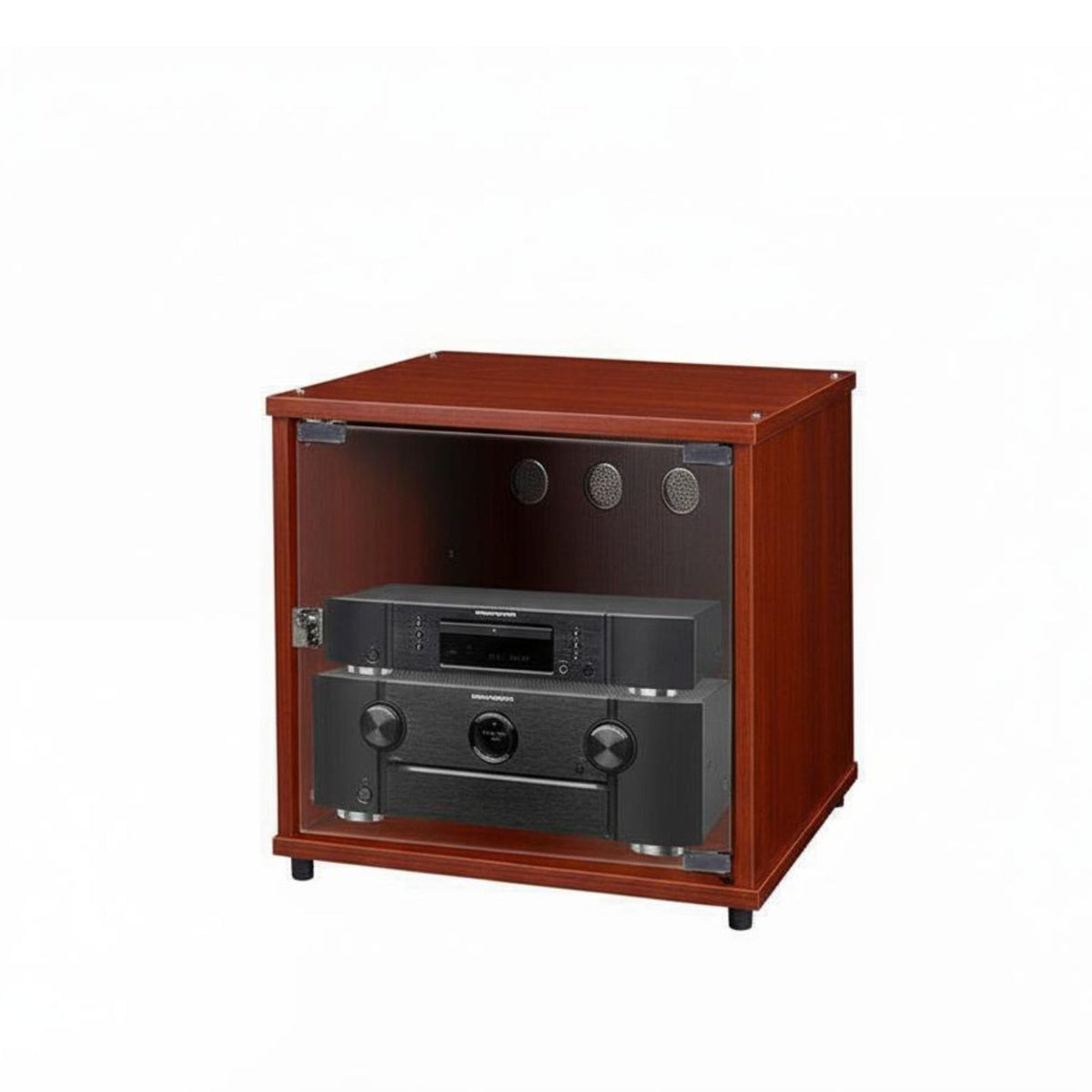 Wooden Amplifier Cabinet with Wheels Multi-layer Audio Component Stand Strong Load-bearing Media Storage Adjustable Shelves Suitable for Audiophiles Living Room