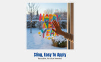 Seasonal Holiday Glass Sticker, 2026 Horse Year New Year Pane Decal, Door Decoration, Abstract Art, Colorful Design