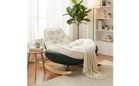 Upholstered Rocking Chair Wide Seat Upholstered Recliner Tufted Rocking Lounge Chair Sleigh Base Household Seating