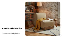 Upholstered Wood Frame Armchair Nordic Design Single Sofa Textured Upholstery Breathable Fabric for Readers, Living Room, Office