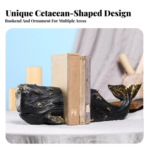 Creative Design Marine Mammal Bookend Handmade Split Marine Mammal Book Holder Vintage Design for Home Decorators, Students, Study Room