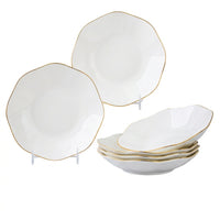 Bone China Serving Plates with Gold Trim, Modern Minimalist Style