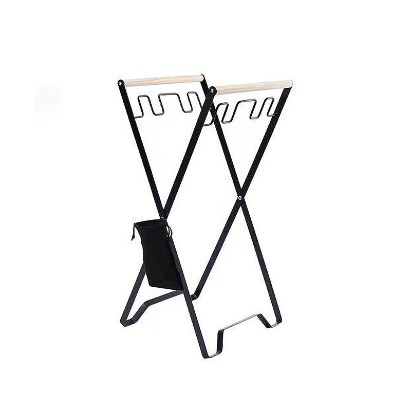 Camping Iron Folding Trash Rack for Kitchen, Outdoor Barbecue, Multi-functional Storage Bracket