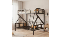 Metal Bunk Bed Space-Saving Bunk Bed Frame Compact Furniture for Teens, Students, Bedroom, Dorm Room, Hostel