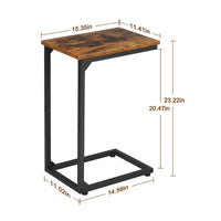 Household Furniture Wood-Grain Rectangular Top C-Shaped Side Table