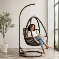 Egg Chair with Stand Freestanding Hanging Egg Chair Outdoor for Adults, Readers, Balcony, Backyard, Living Room
