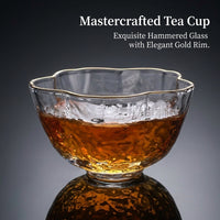 Gold Rimmed Dou Li Glass Tea Cup, Hand Fired