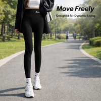 Gym Leggings for Women with Ribbed Texture and Embroidered Detail, High Waist for Autumn Winter Loungewear, Full Length
