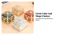 European Design Jewelry Box Gift Enamel Trinket Box Zinc Alloy Engraved Keepsake Case for Women, Brides, Wedding, Dresser