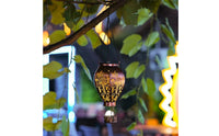 Outdoor Hot Air Balloon Solar Lantern Hollow Cutout Hot Air Balloon Hanging Lantern Decorative Metal for Garden, Patio, Porch, Balcony