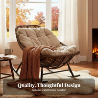 Upholstered Sled Base rocking chair Highsupportive assistance Rocking Chair Thick pad Sturdy Frame for Adults, Patio