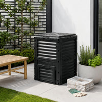 300 L Compost Bin Ribbed Panels Compost Bin Black Outdoor Composter