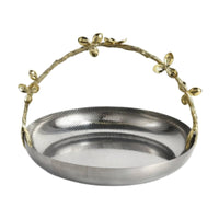 Stainless Steel Decorative Bowl Classic Fruit Bowl with Branch Handle Rustproof