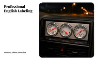 52 Mm Oil Pressure Water Temp Voltmeter Set Chrome Bezel 3-in-1 Gauge Cluster White Face Triple Gauge Set Red Needle