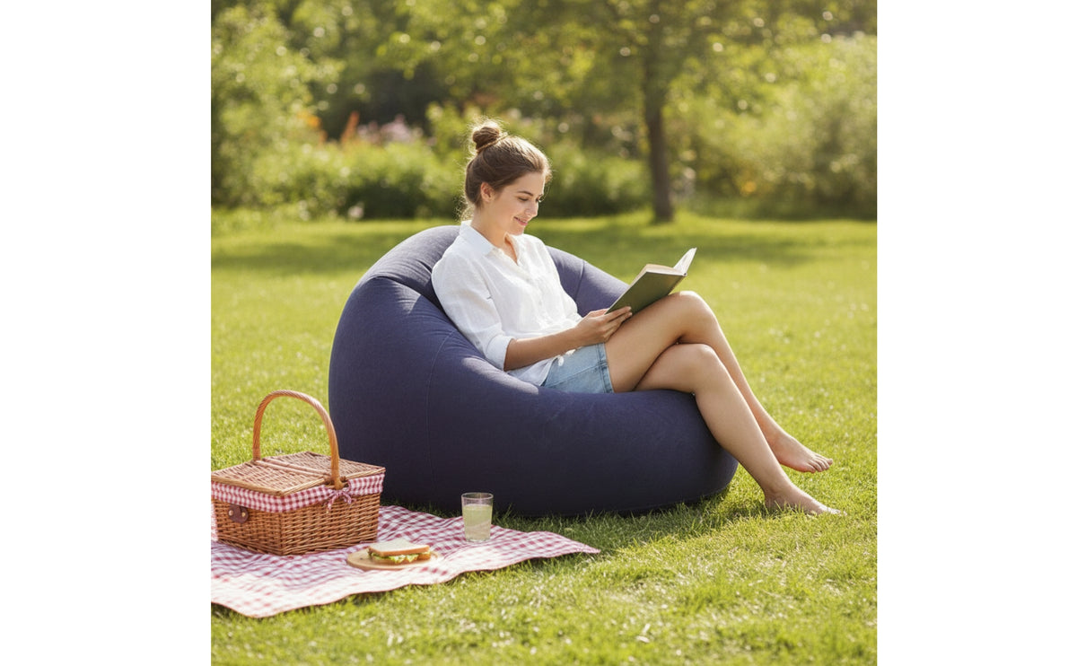 Flocked Inflatable Bean Bag Chair Portable Inflatable Beanbag Quick Setup Inflate Chair Comfortable for Dorm Room