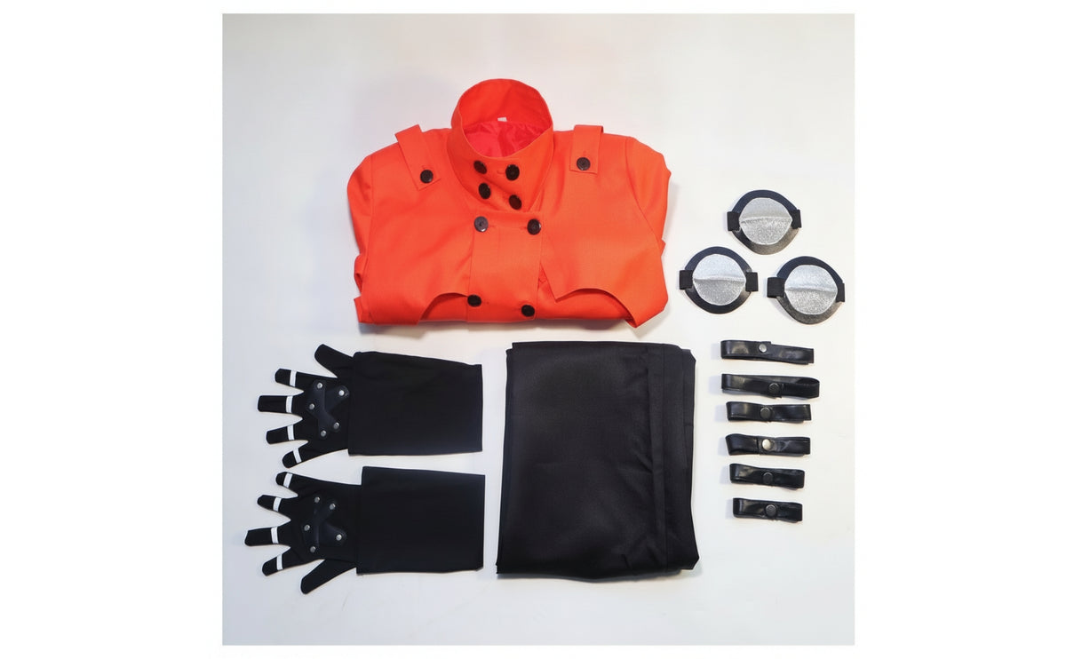 High-Collar Red Long Coat Costume Double-Breasted Anime Cosplay Costume Layered Outfit with Pants Fashionable for Conventions