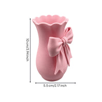 Flower Vase with Bow Matte Textured Vase with Bow Pink for Tabletop