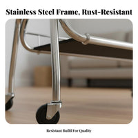 Stainless Steel TV Stand Heavy Duty Mobile Floor Media Console Curved Tube Design Effortless Mobility Built-in Storage Suitable for Renters Bedroom Office Apartment