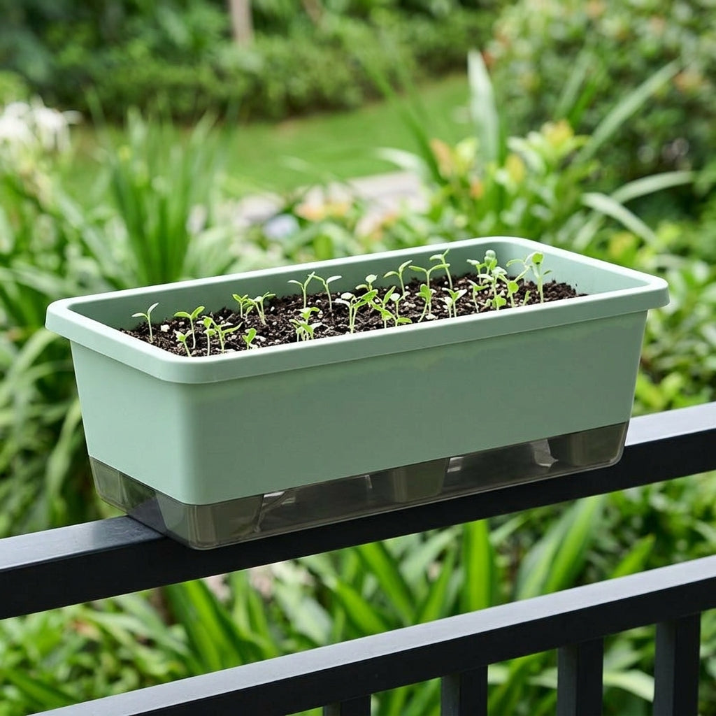 Planter Box for Vegetables, Outdoor Rectangular Planter Box, Auto-Watering Synthetic Material Pot with Integrated Drainage, Weather Resistant