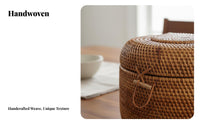 Rustic Design Rattan Storage Box Multi-Purpose Woven Fruit Storage Bowl Sturdy and Long-Lasting Natural Weave Decorative Box Large Capacity for Interior Decorators, Gift Givers, Living Room, Dining Table, Kitchen, Entryway
