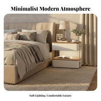 Illuminated Nightstand with Wireless Charging Integrated light-emitting diode Lighting for Adults