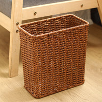 Rattan-Style Plastic Wastebasket for Living Room and Bedroom