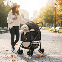 Foldable Pet Stroller Breathable Mesh Window Detachable Pet Carrier Stroller