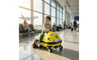Rotating Sit-and-Ride Suitcase Glossy Children's Suitcase with Wheels Sturdy Sit-and-Ride Luggage Secure for Children, Traveling Families