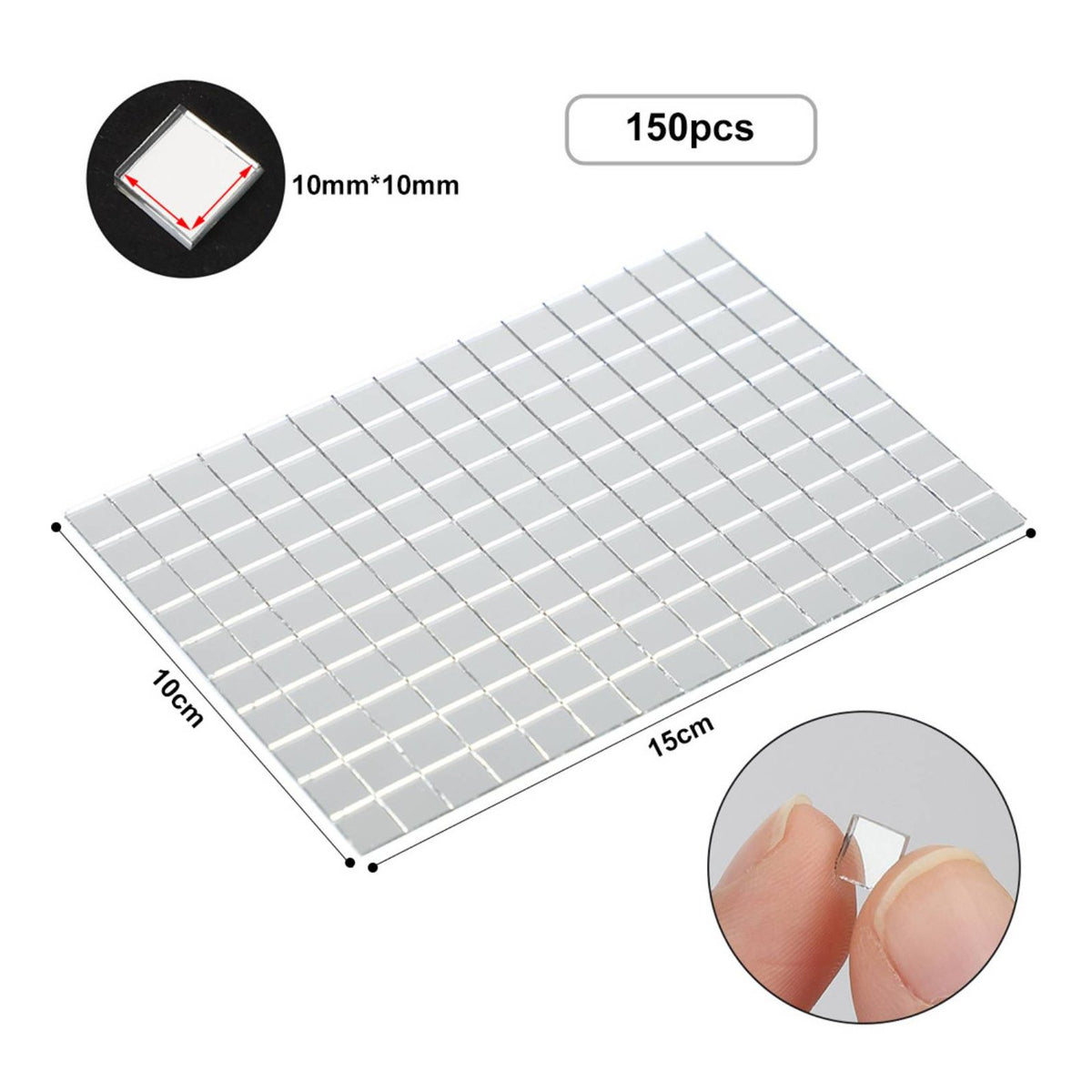 150 Pieces Self Mosaic Mirror Tile Polished Edges for Business Areas