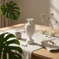 Sculptural Vase Cream Flower Vase Heavyweight for Mantel, Interior Designers