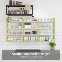 Iron Frame Wall Rack Space Saving Wall Mounted Bookshelf Modern Design Multi-Tier Display Shelf for Living Room, Kitchen, Coffee Shop
