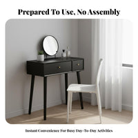 Dressing Table Large Capacity Drawers Solid Wood Makeup Vanity Set Spacious Tabletop Small Apartment Makeup Table for Women