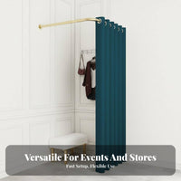 Space-Saving Design L-Shaped Changing Room Easy to Install Corner Fitting Room Sturdy Frame Retail Changing Booth Effortless Sliding Rings for Boutique Owners, Retailers, Customers, Shopping Mall, Temporary Shop, Office, Bedroom