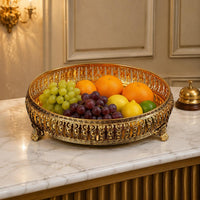 Gold Fruit Tray Footed Decorative Fruit Tray Shallow Basin