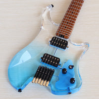 30-inch Headless Acrylic Electric Guitar with Blue Gradient