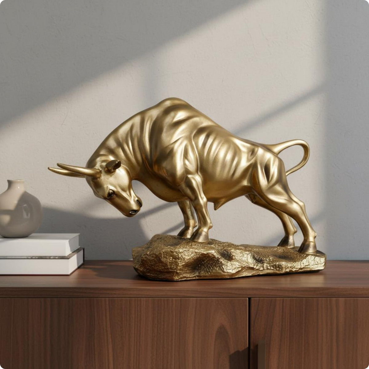 Resin Bull Sculpture Sturdy Resin Bull Statue Collectible for Living Room