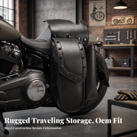 Studded Motorcycle Side Bag with Mounting Tabs Water-Resistant Motorcycle Side Bag Universal Synthetic Leather Saddlebag Large Capacity for Motorcyclists, Riders, Daily Riding