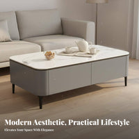 TV Stand and Coffee Table Set Scratch Resistant Sintered Stone Top TV Cabinet Large Storage Capacity Media Console and Table Set
