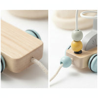 Brightly Painted Wooden Pull Train Rolling Animal Pull Toy Classic Wooden Train with Wheels Educational for Playroom