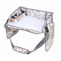 Rabbit-Themed Car Seat Activity Tray Adjustable Straps Kids Travel Tray Storage Pockets Travel Drawing Board Raised Side Walls