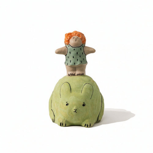Resin Doll with Animal Base Charming Desk Ornament Compact for Bookshelf