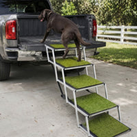Foldable Pet Car Ramp Non-Slip 5 Steps Dog Stairs Compact Foldable Dog Steps for Dogs, Travel