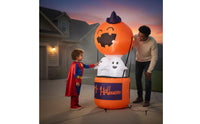 Outdoor Halloween Inflatable Pumpkin Ghost Inflate Halloween Inflatable Ghost Lighted Yard Decoration Illuminated for Lawn, Porch, Haunted House
