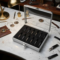 12 Compartment Watch Box Spacious Compartments Aluminum Watch Case Individual Item Storage Debris-Resistant Scuff Protection