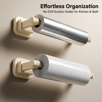 Cupboard and Under Cabinet Paper Towel Holder for Kitchen, Removable Metal Roll with Suction Cups for Home Cooks