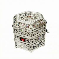 Electric Incense Burner Filigree Metal Incense Burner Electric Censer Gemstone Inlay Home Fragrance Lidded