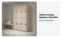 Lockable Wooden Locker Unit Large Capacity Changing Room Cabinet with Lock Heavy-Duty Multi-Door Storage Locker Realistic Wood Grain for Employees, Students, Clients, Gym, Bathroom, Office, School