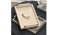 Rectangular Decorative Tray with Handles Raised Sides Tableware Easy to Clean