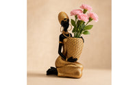 African Woman Statue with Bowl Handmade Decorative Bowl Figurine Elegant Decor for Entryway